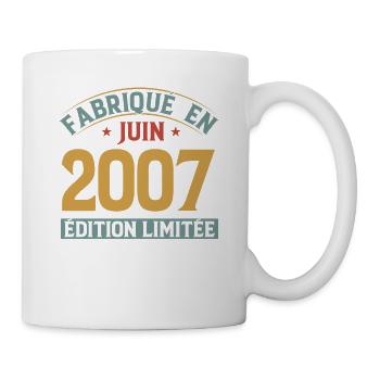 Fabriqué En Juin 2007 Anniversaire Cadeau Vintage - Mug blanc - blanc - Droite
