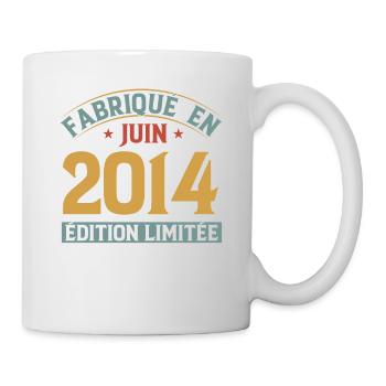 Fabriqué En Juin 2014 Anniversaire Cadeau Vintage - Mug blanc - blanc - Droite