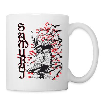 Samurai mit Kirschblüten - Tasse - Weiß - Rechts