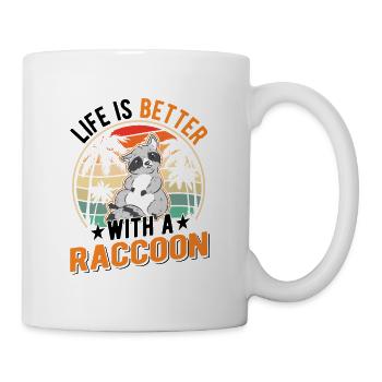 Life is better with a Raccoon Waschbär - Mug - white - Right