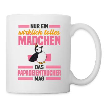 Tolles Mädchen Mag Papageientaucher Flugtiere - Tasse - Weiß - Rechts