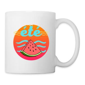 plage vacances à la mer été cercle pastèque soleil - Mug blanc - blanc - Droite