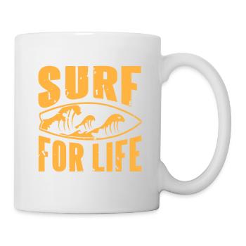Surf For Life Vintage Classic Surfing T-Shirt - Mug - white - Right