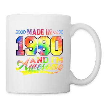 Fabriqué en 1980 et je suis un spectre de couleurs génial - Mug blanc - blanc - Droite