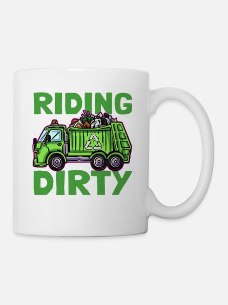 Riding Dirty Müllmann Müllwagen - Tasse - Weiß