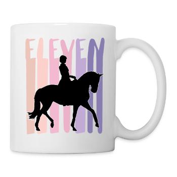 Design d’anniversaire 11ème Filles, Cavaliers, Chevaux - Mug blanc - blanc - Droite