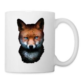 Fuchs Blaue Augen Geschenk Opa Waldtiere Rotfuchs - Tasse - Weiß - Rechts