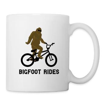 Bigfoot rides a mountain bike | funny biker design - Mug - white - Right