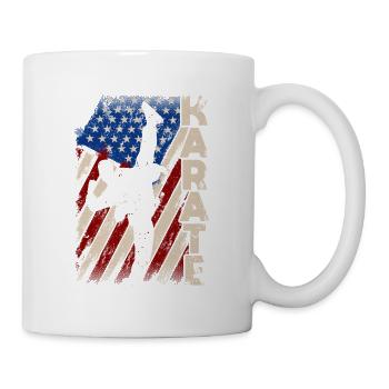 Amerikanische Flagge Karate Lustig US Kampfsport - Tasse - Weiß - Rechts