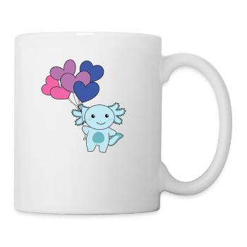 Bi Flagge Ballon Herz Pride LGBTQ Axolotl - Tasse - Weiß - Rechts