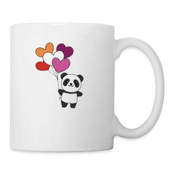 Lesbische Flagge Ballon Herzen Pride LGBTQ Panda - Tasse - Weiß - Rechts