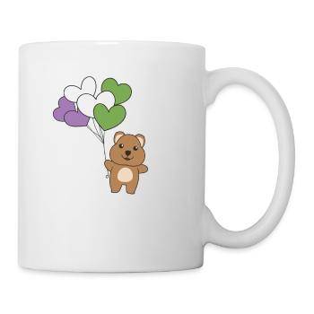 Genderqueer Flagge Ballon Herz Pride LGBTQ Quokka - Tasse - Weiß - Rechts