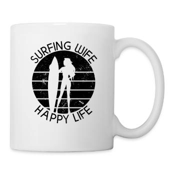 Surf femme Happy Life Wellenreiten Surfen Surfer - Mug blanc - blanc - Droite