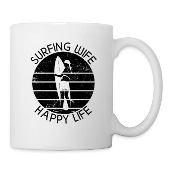 Surf femme Happy Life Wellenreiten Surfen Surfer - Mug blanc - blanc - Droite
