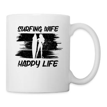 Surf femme Happy Life Wellenreiten Surfen Surfer - Mug blanc - blanc - Droite