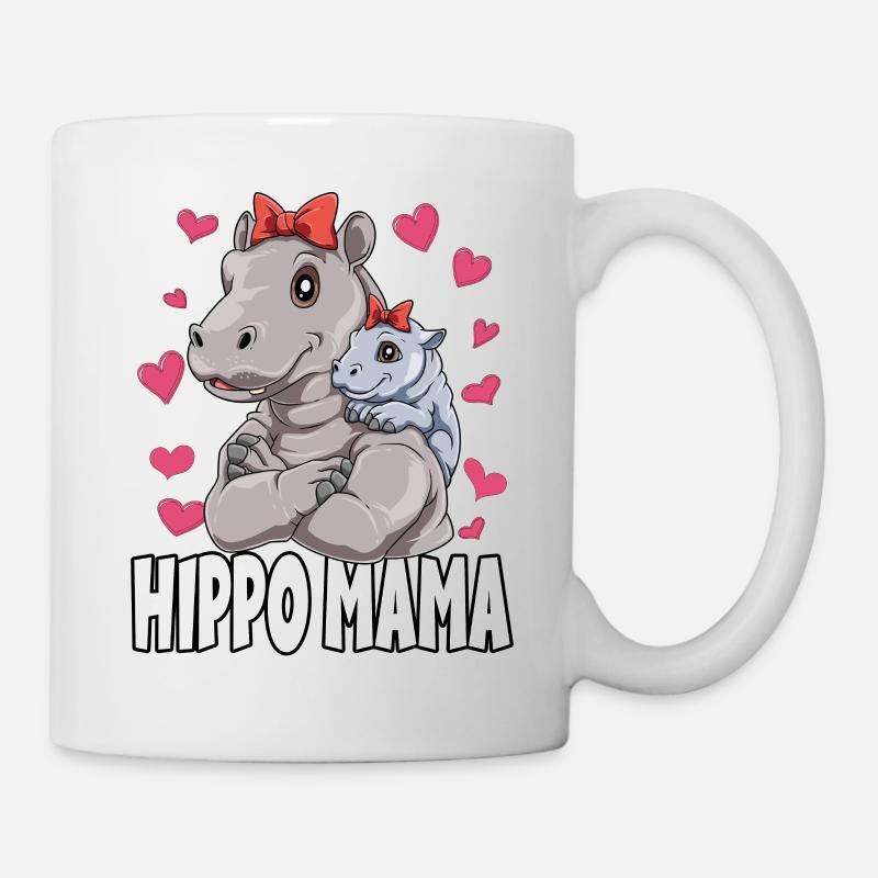 Hippo Mama Muttertag Mom Mutter Nilpferd - Tasse - Weiß