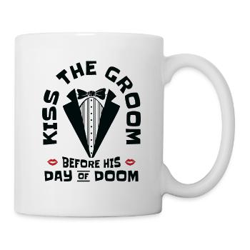 Bachelor Wedding Day Doom Kissing Groom - Mug - white - Right