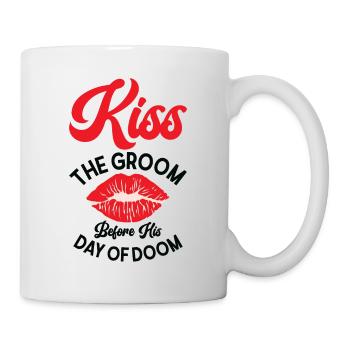 Bachelor Wedding Day Doom Kissing Groom - Mug - white - Right