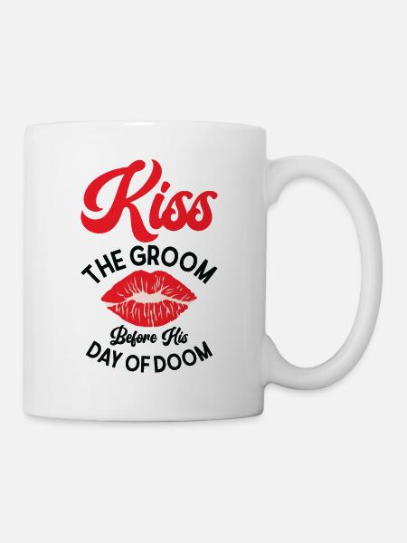 Bachelor Hochzeitstag Schicksal Küssender - Tasse - Weiß