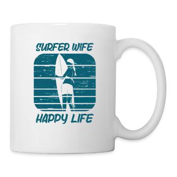 Surf femme Happy Life Wellenreiten Surfen Surfer - Mug blanc - blanc - Droite