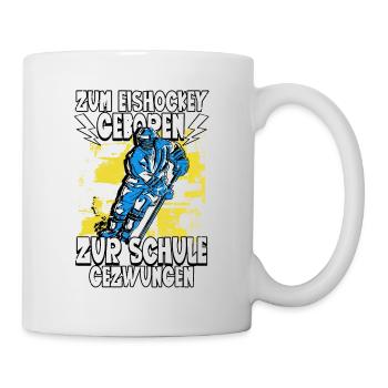 Zum Eishockey geboren Eishockey - Tasse - Weiß - Rechts