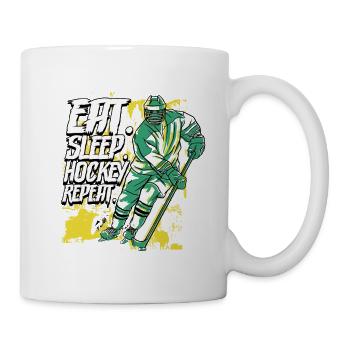 Eat Sleep Hockey Repeat Eishockey - Tasse - Weiß - Rechts
