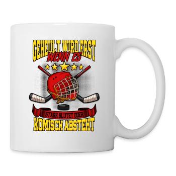 Geheult wird erst wenn es stark blutet Eishockey - Tasse - Weiß - Rechts