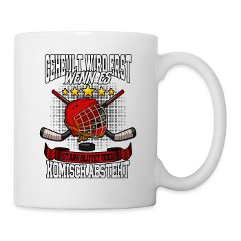 Geheult wird erst wenn es stark blutet Eishockey - Tasse - Weiß - Rechts