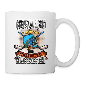 Geheult wird erst wenn es stark blutet Eishockey - Tasse - Weiß - Rechts