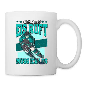 Geheult wird erst wenn es stark blutet Eishockey - Tasse - Weiß - Rechts