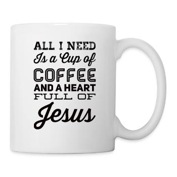 Tasse de café et cœur plein de Jésus - Mug blanc - blanc - Droite