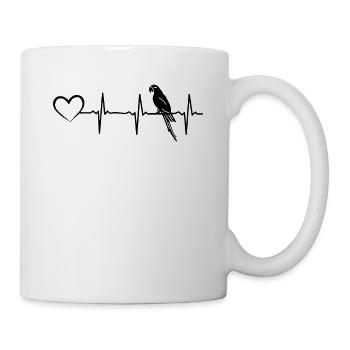 Papagei Vogel Herzschlag Herz Papagei Heartbeat - Tasse - Weiß - Rechts