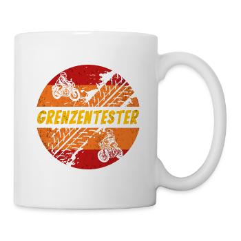 Retro Grenzentester Motorradfahrer Motorrad Biker - Tasse - Weiß - Rechts
