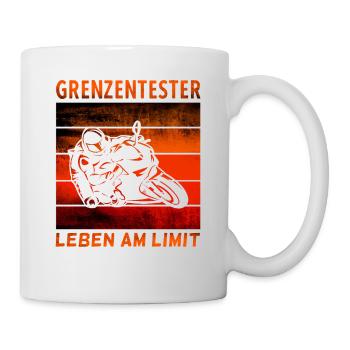 Grenzentester Leben Am Limit Motorradfahrer Biker - Tasse - Weiß - Rechts