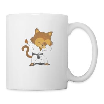 Lustige Dabbing Karate Katze Kampfsport Kätzchen - Tasse - Weiß - Rechts