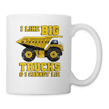 Bagger Baustelle Bauarbeiter Bau Lüge I Geschenk - Tasse - Weiß - Rechts