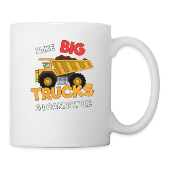 Bagger Baustelle Bauarbeiter Bau Lüge I Geschenk - Tasse - Weiß - Rechts