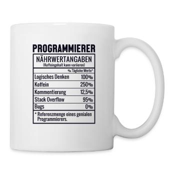 Programmierer Nährwertangaben Developer Coder - Tasse - Weiß - Rechts
