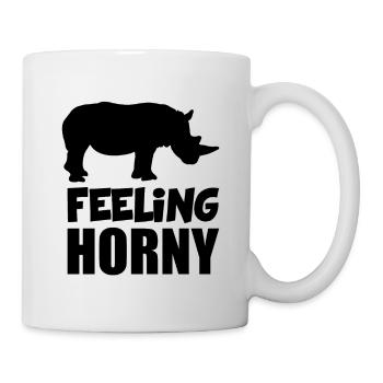 Funny Feeling Horny Rhino Rhino Saying - Mug - white - Right