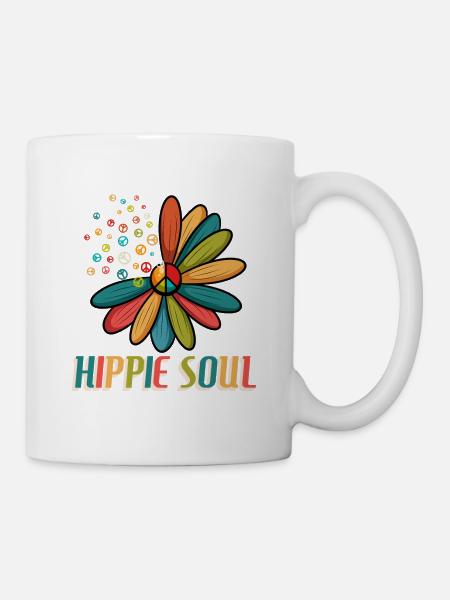 Frieden Liebe Glückliche Seele Blumen - Tasse - Weiß