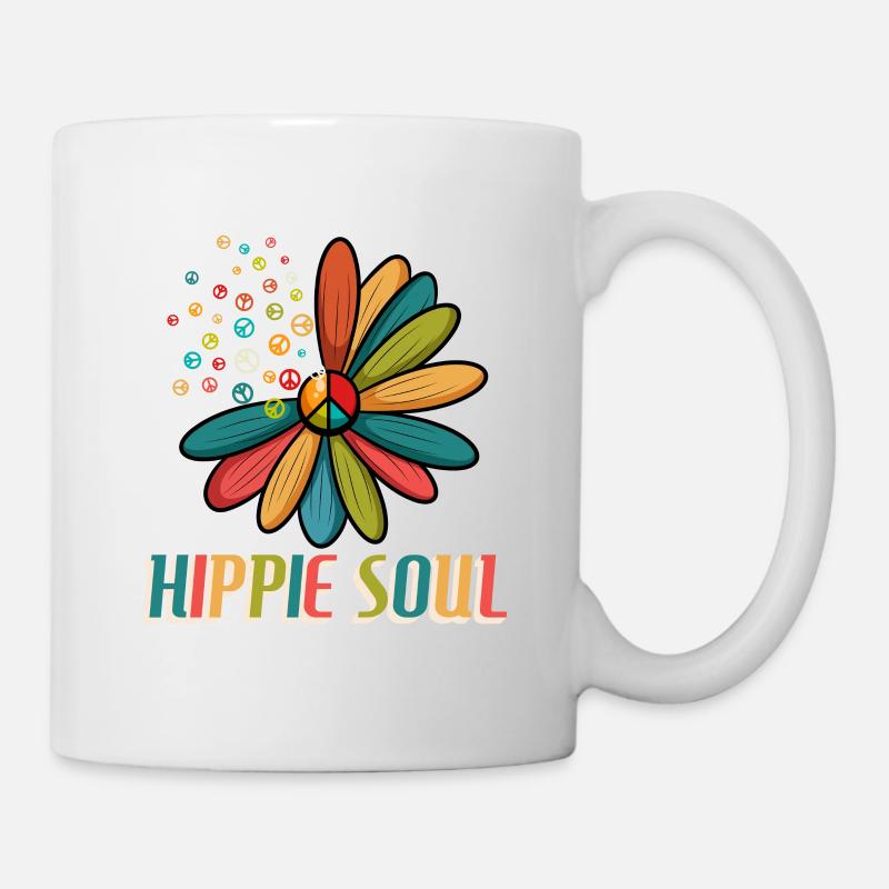Frieden Liebe Glückliche Seele Blumen - Tasse - Weiß