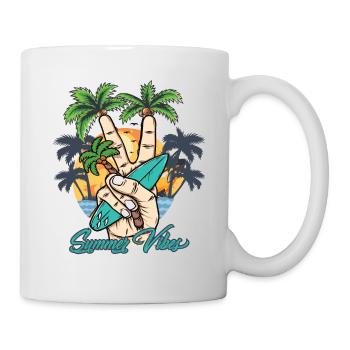 Summer Surfing Palm Trees Sun Holiday - Mug - white - Right