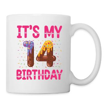 C’est mon 14e anniversaire | Saupoudrer des | à thème - Mug blanc - blanc - Droite