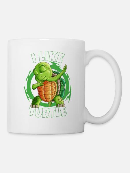 Wasser Liebhaber Schildkröte Dabbing Spaßshirt - Tasse - Weiß