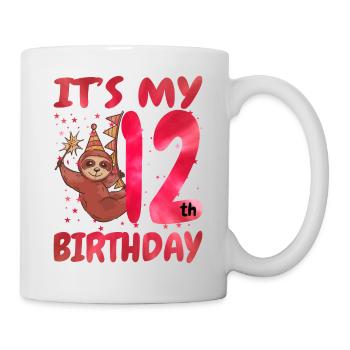 12th Birthday Cute Sloth Party Hut Themed - Mug - white - Right