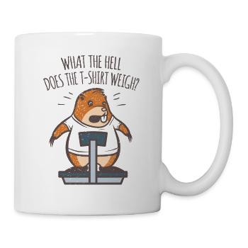 A funny mole saying weight on the scales - Mug - white - Right