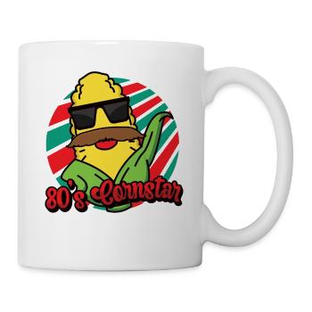80s Cornstar Mustache Beard Funny Mustache - Mug - white - Right