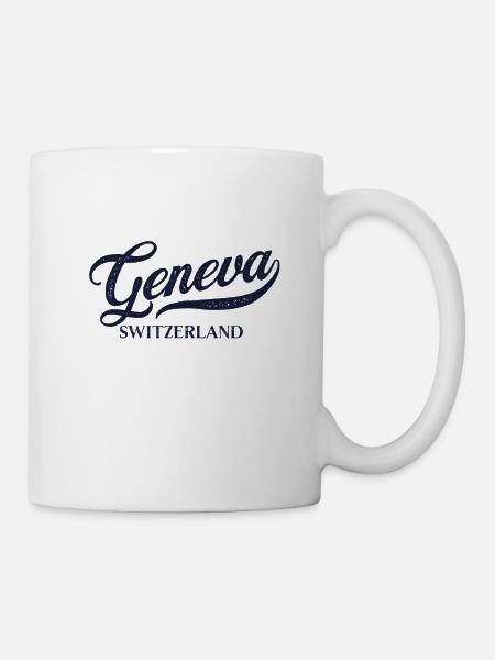 Retro Switzerland Stadt - Vintage Geneva - Tasse - Weiß