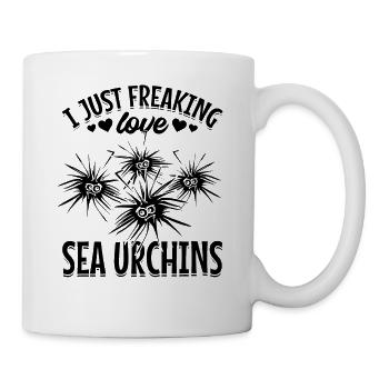 Lustige Seeigelgesichter Ich liebe Seeigel - Tasse - Weiß - Rechts