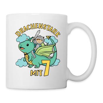 Ritter & Drache Geburtstagsmotiv 7 Jahre Jungen - Tasse - Weiß - Rechts